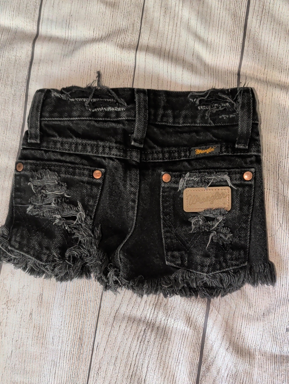 Toddler Wrangler Black Distressed Frayed Hem Denim Shorts